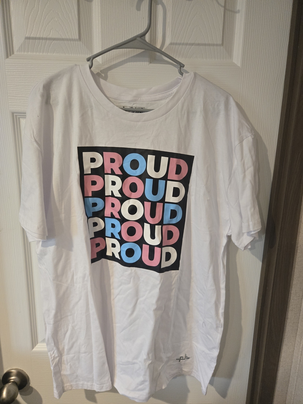 Proud Graphic White  T-Shirt - Pink & Blue Print Xxl